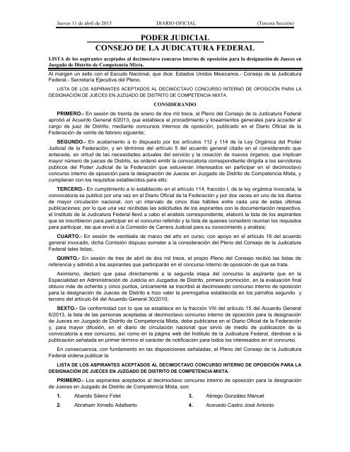 aceptados al 18 interno jueces - Consejo de la Judicatura Federal