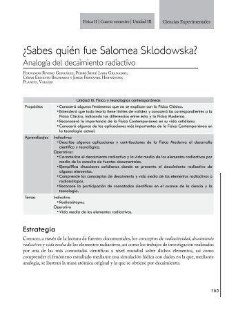 ¿Sabes quién fue Salomea Sklodowska? Analogía del ... - CCH