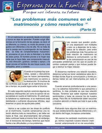 Los problemas más comunes en el matrimonio y - Esperanza para ...