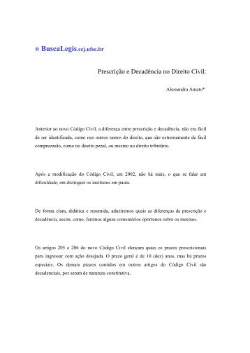 Prescrição e Decadência no Direito Civil: - BuscaLegis - UFSC