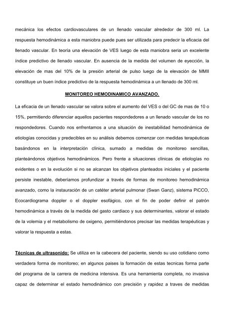 Monitorización de la volemia en el paciente critico