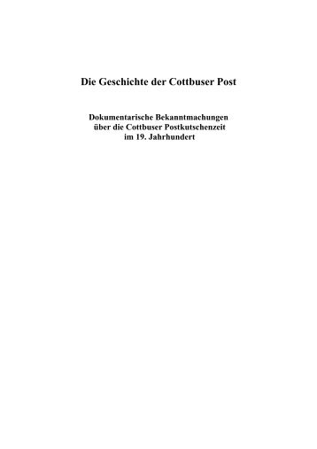 Geschichte der Cottbuser Post - ACOL Gesellschaft für ...