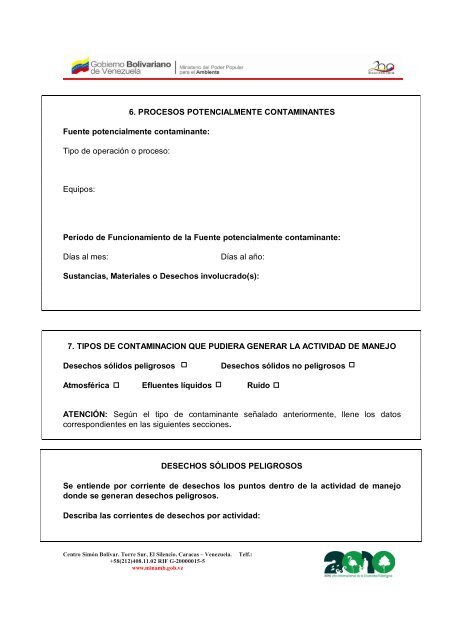 Planilla RASDA Manejador. - Ministerio del Poder Popular para el ...