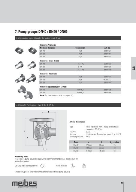 meibes Gross-Heizkreisverteiler und Pumpengruppen bis 2300 kW, Technische Infos