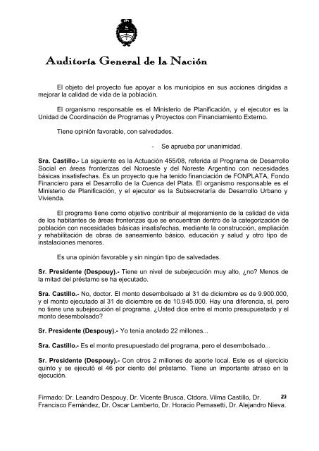 Sesión Ordinaria del 19-08-09 - Auditoría General de la Nación