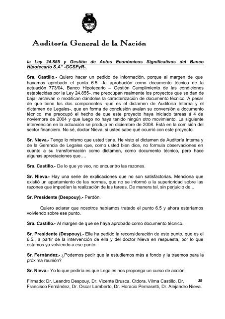 Sesión Ordinaria del 19-08-09 - Auditoría General de la Nación