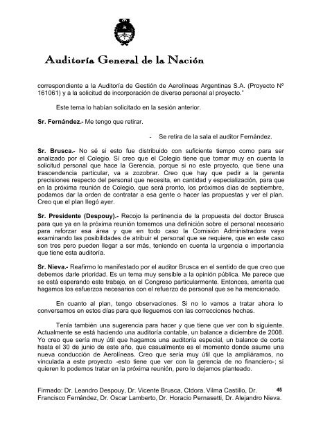 Sesión Ordinaria del 19-08-09 - Auditoría General de la Nación