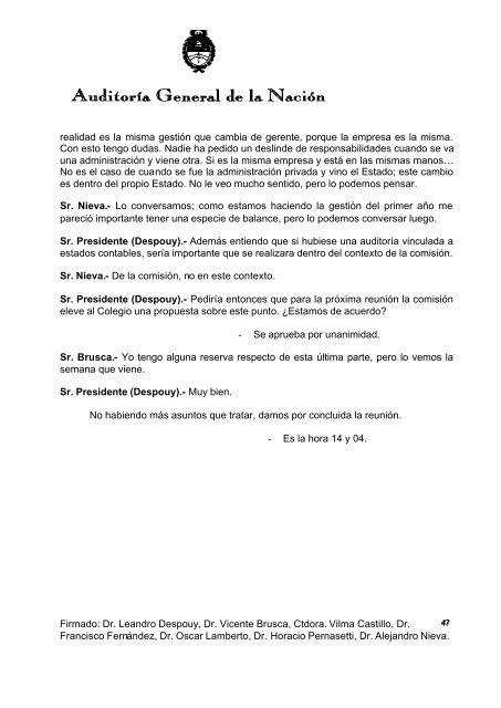 Sesión Ordinaria del 19-08-09 - Auditoría General de la Nación