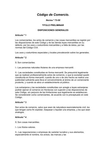 código de comercio hondureño - Academia Notarial Americana