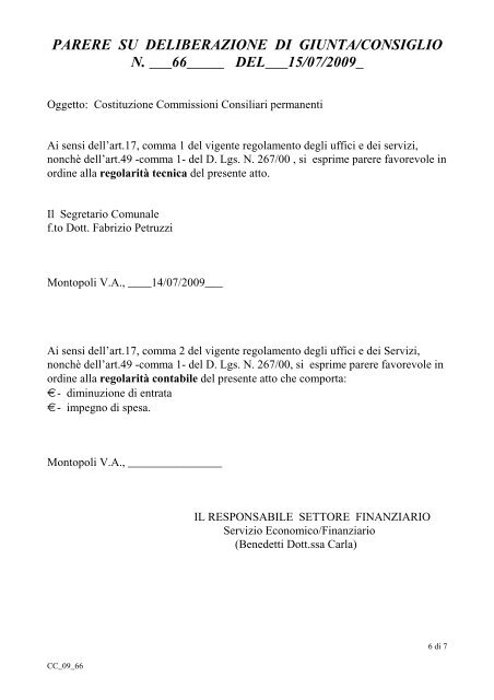 deliberazione del consiglio comunale - Comune di Montopoli Val d ...