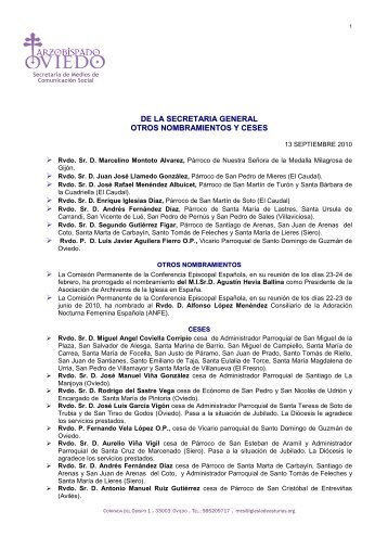 De la Secretaría General. Otros nombramientos y ceses - Iglesia en ...