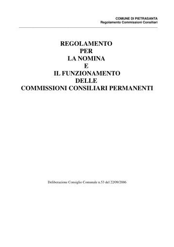 regolamento per la nomina e il funzionamento delle commissioni ...