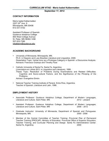 CURRICULUM VITAE - María Isabel Kalbermatten September 17 ...