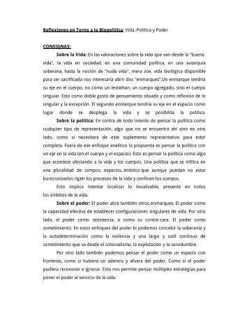 Reflexiones en Torno a la Biopolítica: Vida, Política y Poder - Diporets