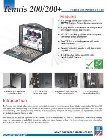 Tenuis 200 Datasheet - ACME - Portable Computer GmbH