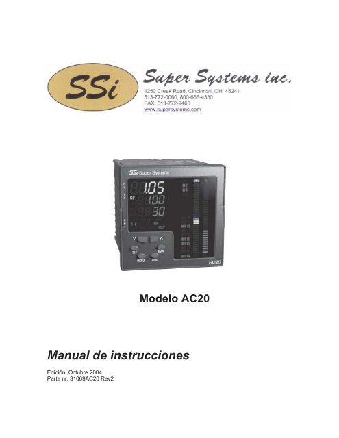 Modelo AC20 Manual de instrucciones - Super Systems, Inc.