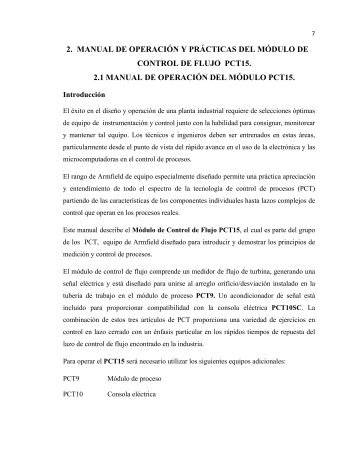 manual de operación y prácticas del módulo de control de flujo pct15.