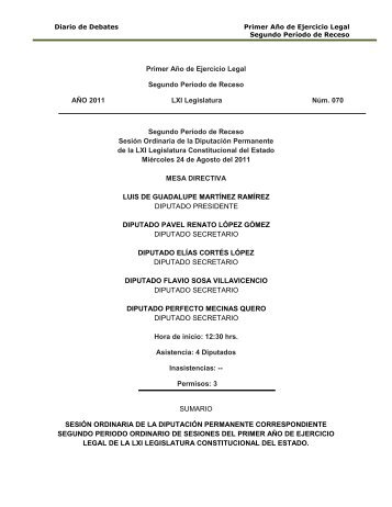 Primer Año de Ejercicio Legal Segundo Periodo de Receso AÑO ...