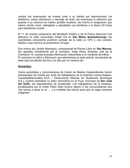 Estado de Situación de la Libertad de Expresión en Guatemala 2012