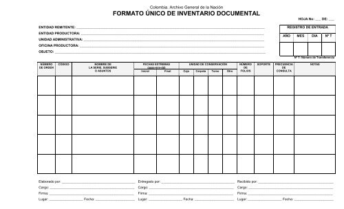 Formato Unico de Inventario Documental - Archivo General de la ...