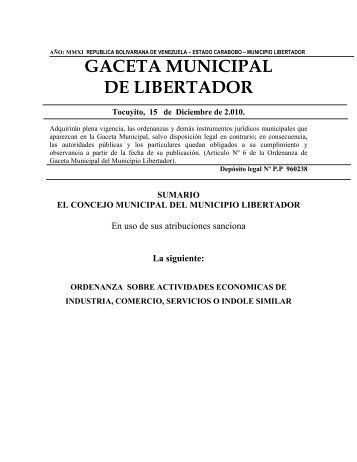 Ordenanza sobre Actividad Económica de Industria, Comercio ...