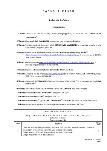 Passo-a-passo - constituição de sociedade anônima - Junta ...