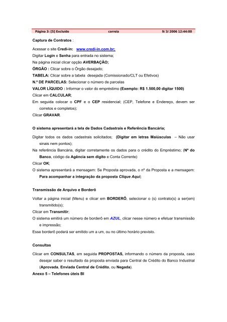 Roteiro Operacional do Crédito Consignado com ... - banco industrial