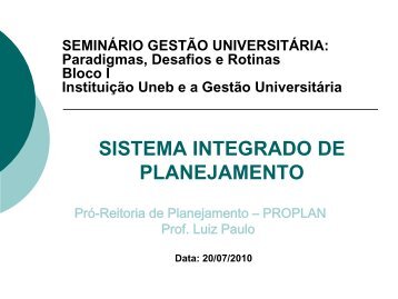 Pró-Reitoria de Planejamento – PROPLAN - Uneb