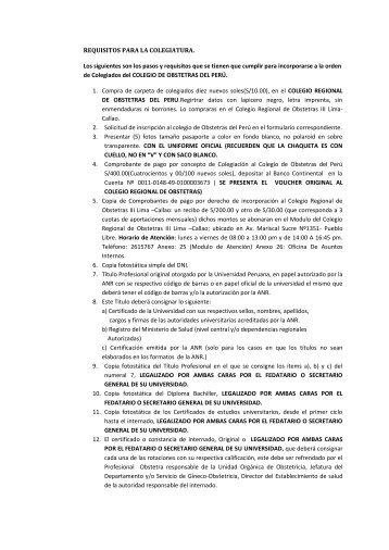 Requisitos para la Colegiatura. Clic aquí para descargar los ...