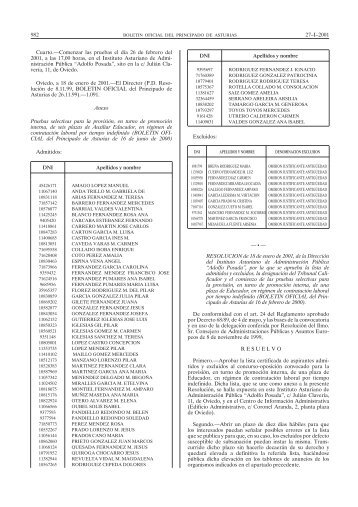 27–I–2001 982 Cuarto.—Comenzar las pruebas el día 26 de febrero ...