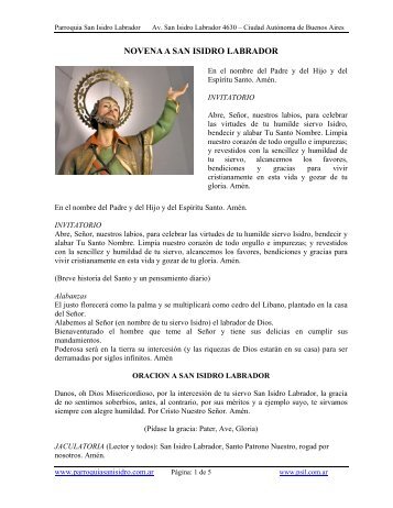 NOVENA A SAN ISIDRO LABRADOR - Parroquia San Isidro Labrador