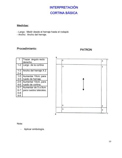 TRAZO DE PATRONES DE CORTINAS Y CENEFAS ... - OIT/Cinterfor