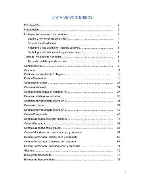 TRAZO DE PATRONES DE CORTINAS Y CENEFAS ... - OIT/Cinterfor