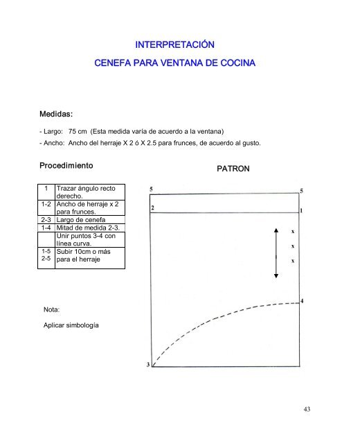 TRAZO DE PATRONES DE CORTINAS Y CENEFAS ... - OIT/Cinterfor