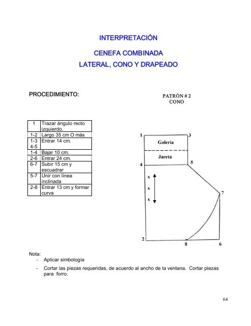 TRAZO DE PATRONES DE CORTINAS Y CENEFAS ... - OIT/Cinterfor