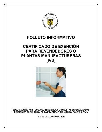 Certificado de Exención para Revendedores o Plantas ...