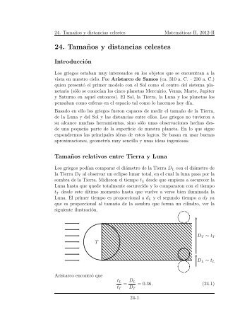 24. Tamaños y distancias celestes - Instituto de Matemáticas de la ...