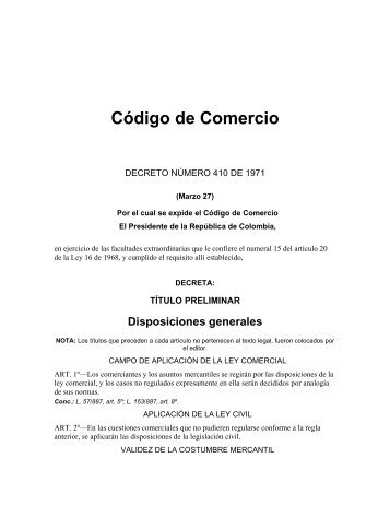 Código de Comercio - Cámara de Comercio de Neiva