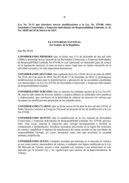 ley no. 31-11.pdf - Cámara de Comercio y Producción de Santiago