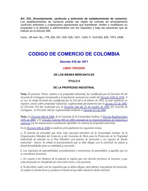 CODIGO DE COMERCIO DE COLOMBIA - Cámara de Comercio del ...