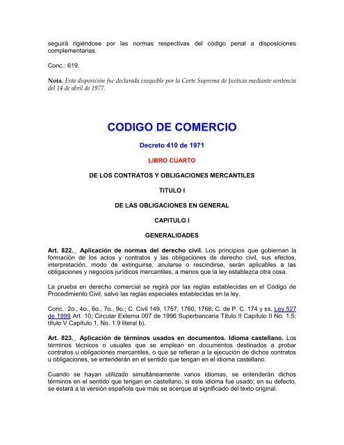 CODIGO DE COMERCIO DE COLOMBIA - Cámara de Comercio del ...