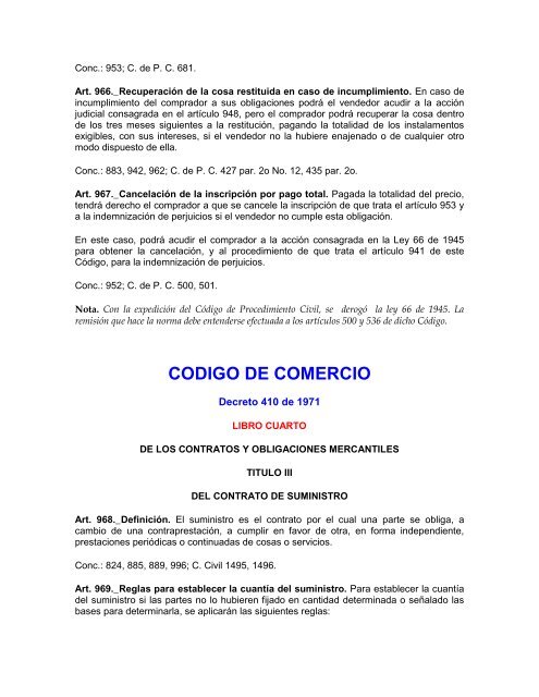 CODIGO DE COMERCIO DE COLOMBIA - Cámara de Comercio del ...