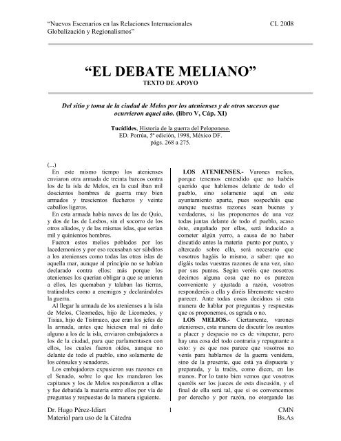 “EL DEBATE MELIANO” - hugo perez idiart