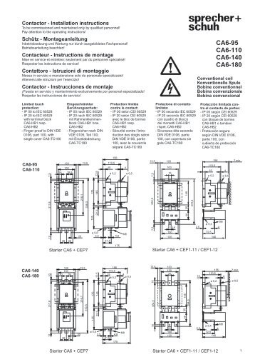 CA6-95…180 Contactor Instruction sheet - Sprecher + Schuh