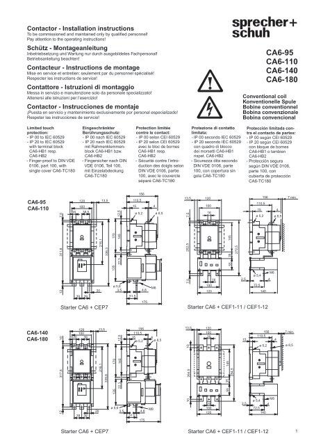 CA6-95…180 Contactor Instruction sheet - Sprecher + Schuh