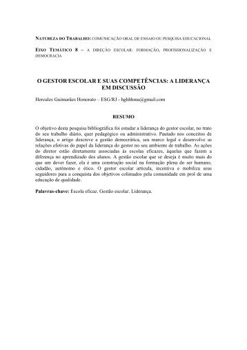 o gestor escolar e suas competências: a liderança em ... - Anpae