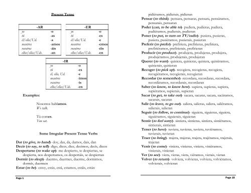 the complete guide to spanish verb tenses - Germanna Community ...