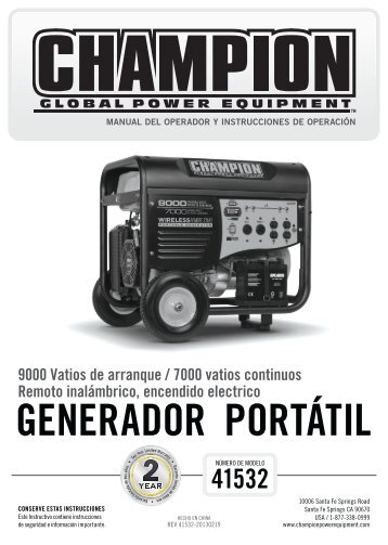 GENERADOR PORTÁTIL - Champion Power Equipment