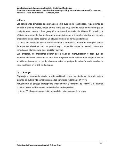 Manifestación de Impacto Ambiental Modalidad ... - sinat - Semarnat