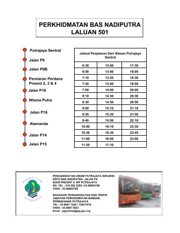 Jadual Laluan Bas Nadi Putra